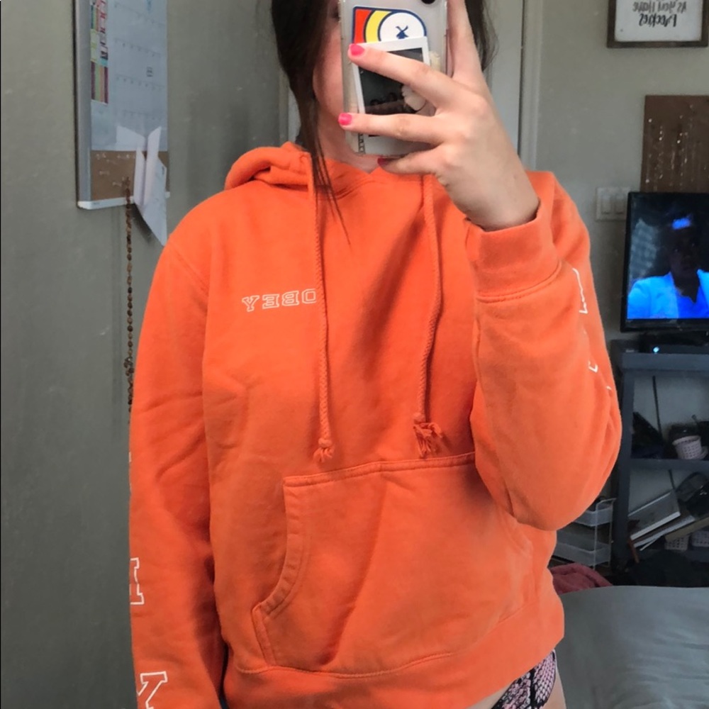 short orange obey hoodie!